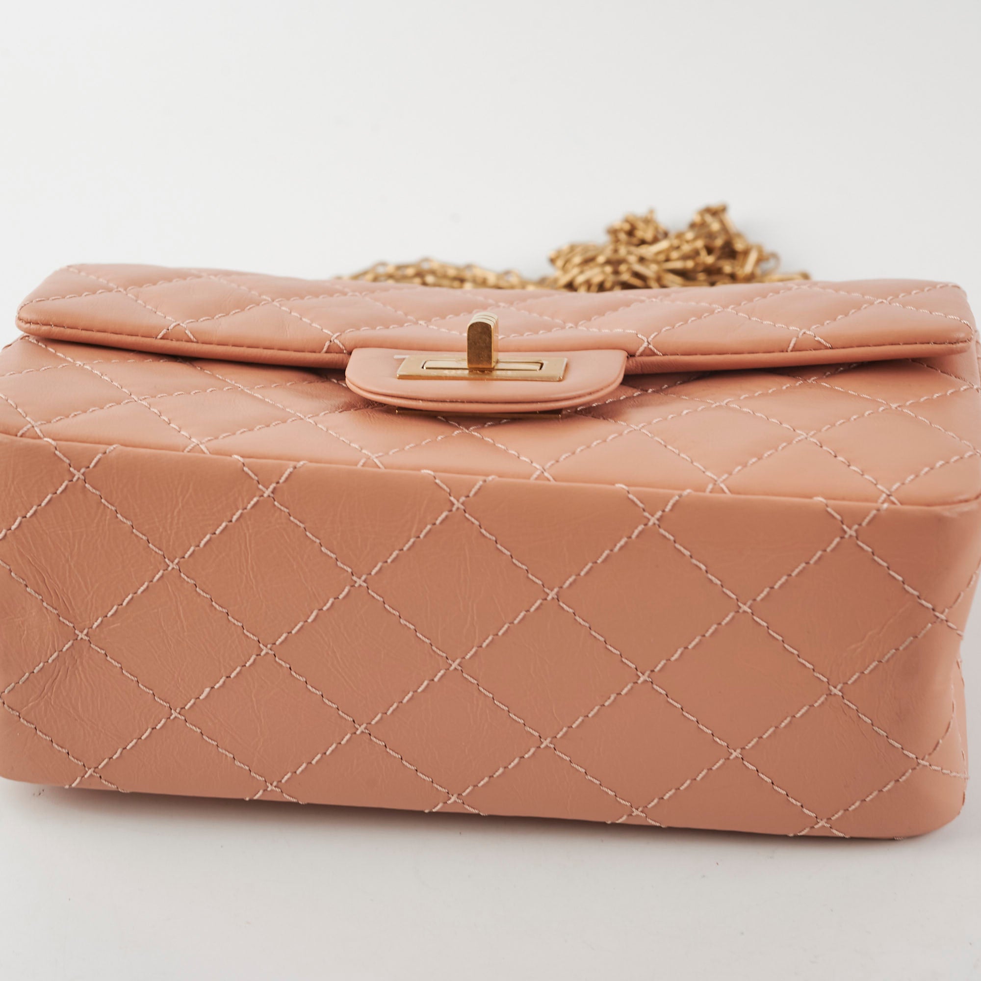 Chanel Mini Reissue 2.55 Bag in Peach Microchip Leather - Luxury Crossbody Purse for Women, Perfect for Date Night & Special Occasions