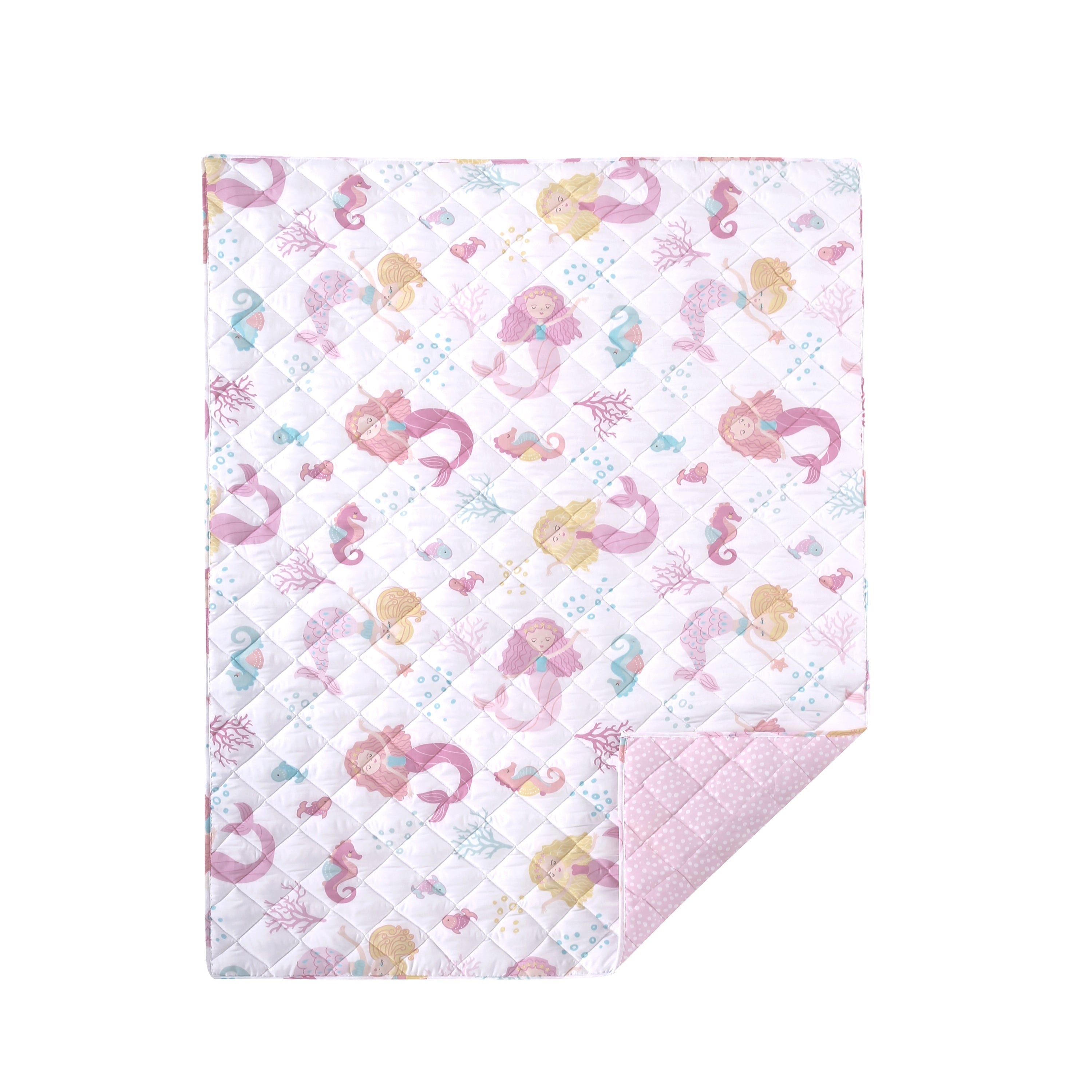 Mermaid 5-Piece Toddler Bedding Set - Soft Crib Bed Sheets, Pillowcase & Blanket for Girls - Perfect for Nursery, Daycare or Birthday Gift