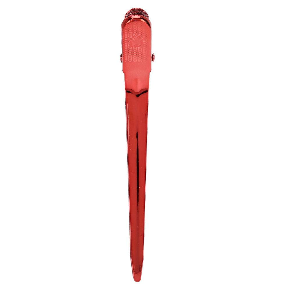 12 Pcs Professional Salon Duckbill Hair Clips - Stainless Steel Hairpins for Styling, Sectioning & Hairdressing (Red) - Perfect for Salon, Home Use & DIY Hair Styling