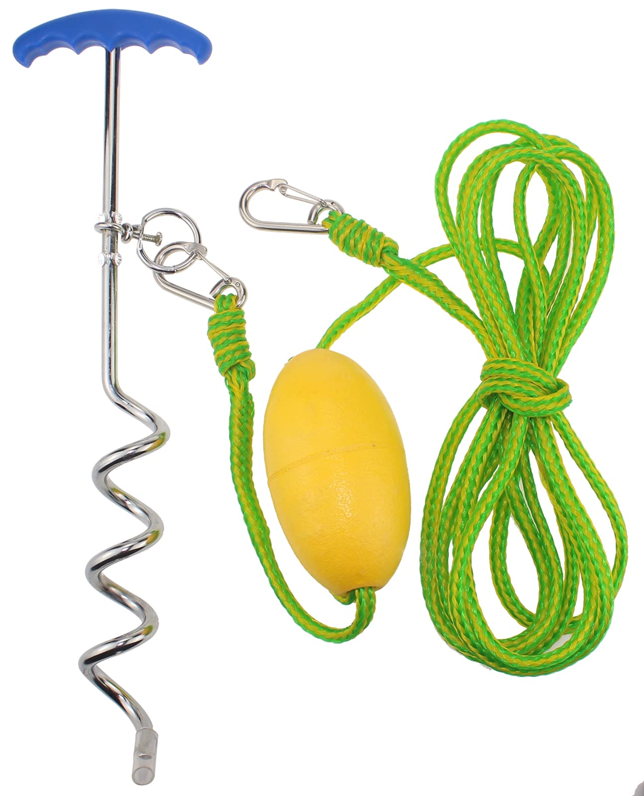 MOOCY Screw Anchor System for Small Boats, PWC, Kayaks, Canoes & Paddle Boards (SUP) | Sand Spike Anchor with 16-Foot Line, Float & Clip | Perfect for Beach Camping, Fishing & Water Sports