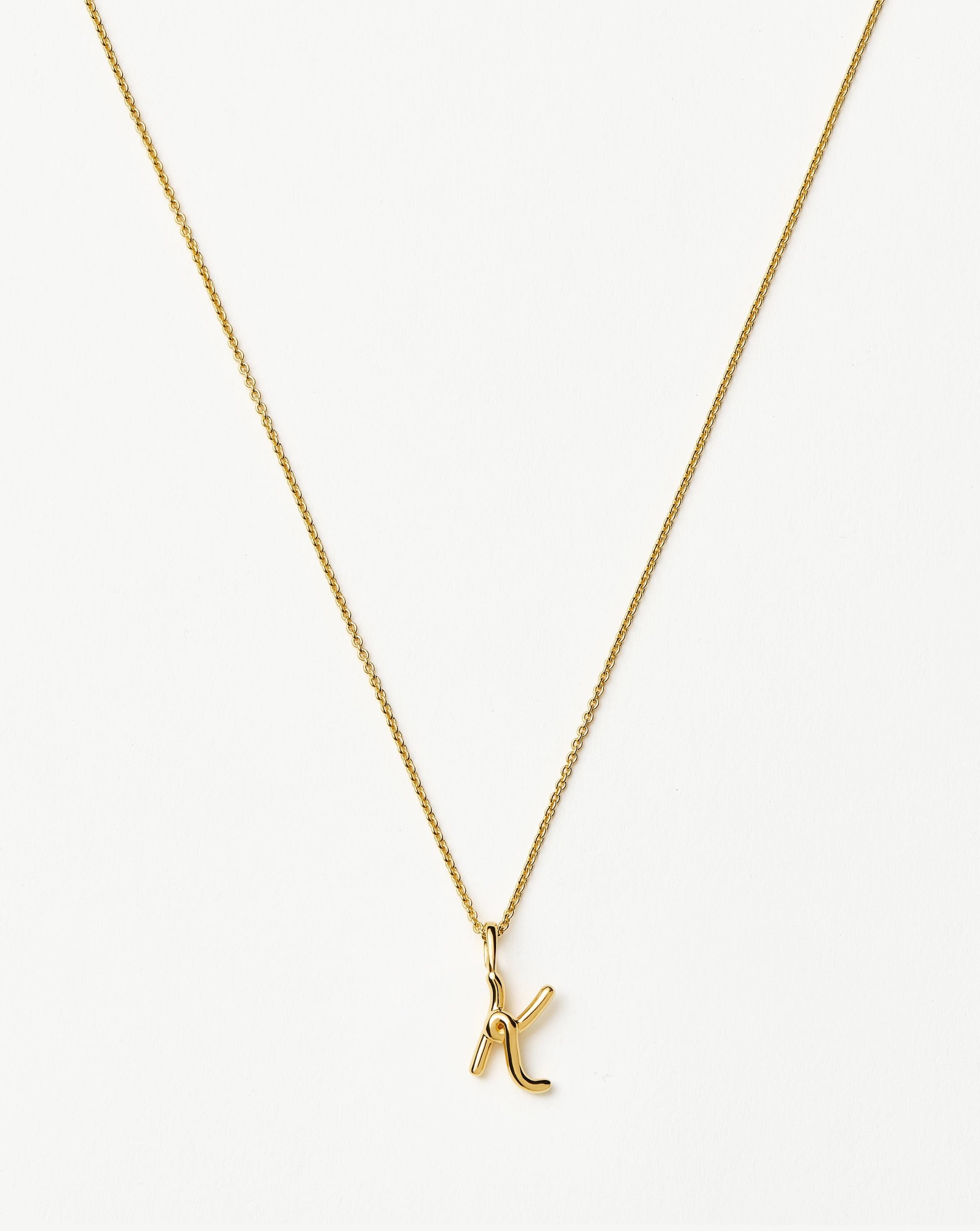 18K Gold Vermeil Curly Molten Mini Initial Necklace - Personalized Name Letter Jewelry for Women, Perfect Gift for Birthday, Anniversary & Valentine's Day