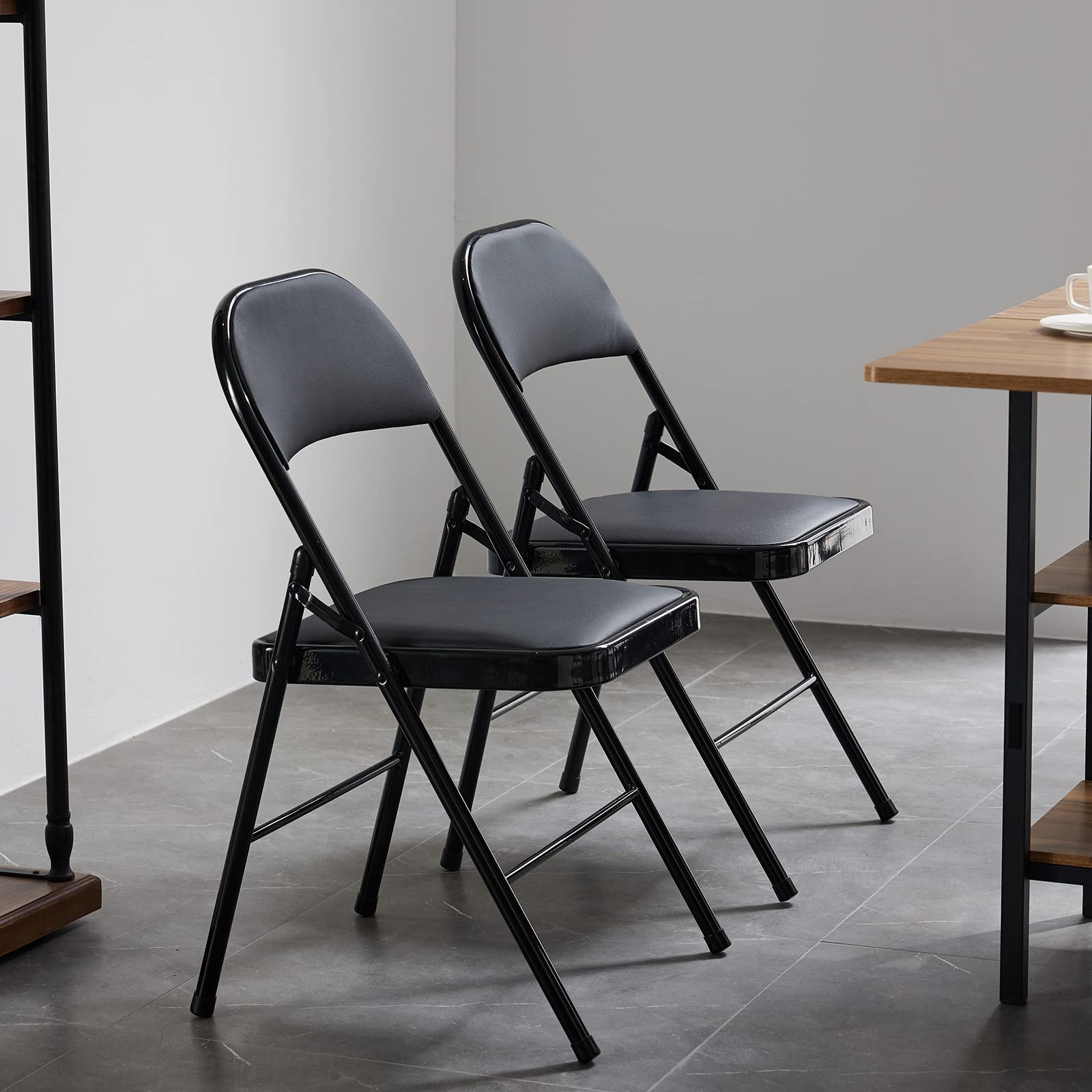 12 Pack Black Folding Chairs with Padded Seat & Back - Heavy Duty Steel Frame Stackable Chairs for Indoor Outdoor Use - 330lb Capacity - Perfect for Office, Wedding, Party, Events & Home Gatherings