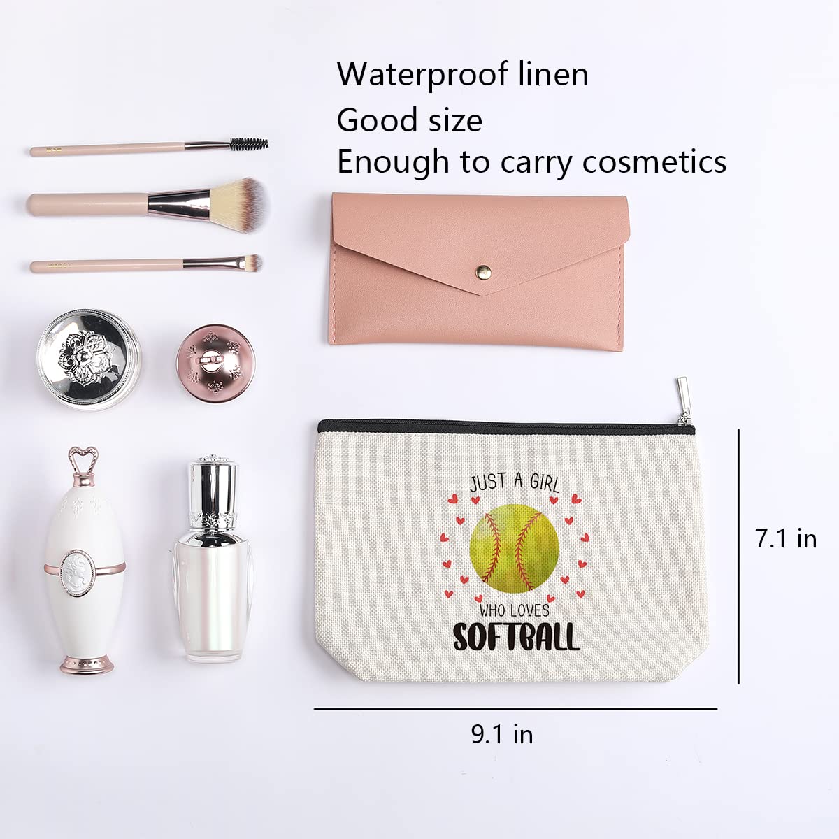 **Softball Makeup Bag for Women - Inspirational Gift for Softball Lovers, Mom, Sister, Coworker, BFF - Perfect for Birthday, Game Day & Travel**
