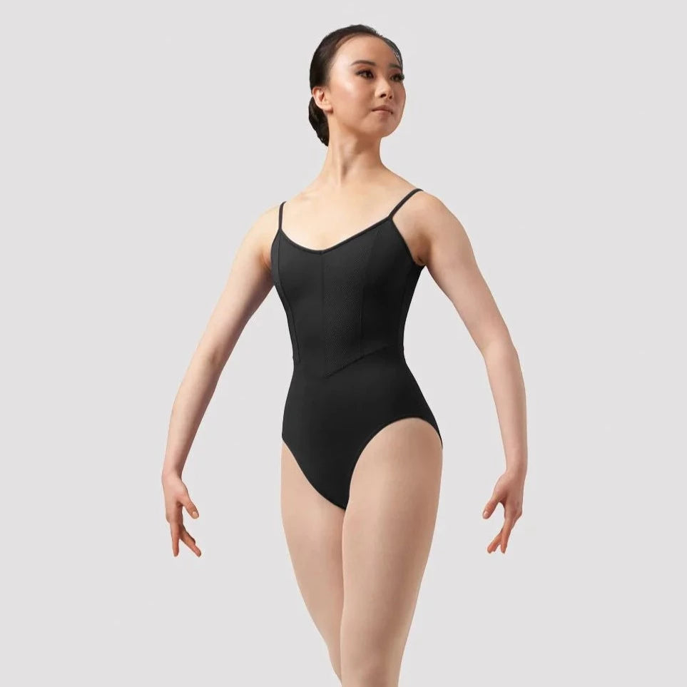 Bloch Mirella Women's Black Chevron V-Back Camisole Leotard - Perfect for Ballet, Dance Classes & Performance Practice