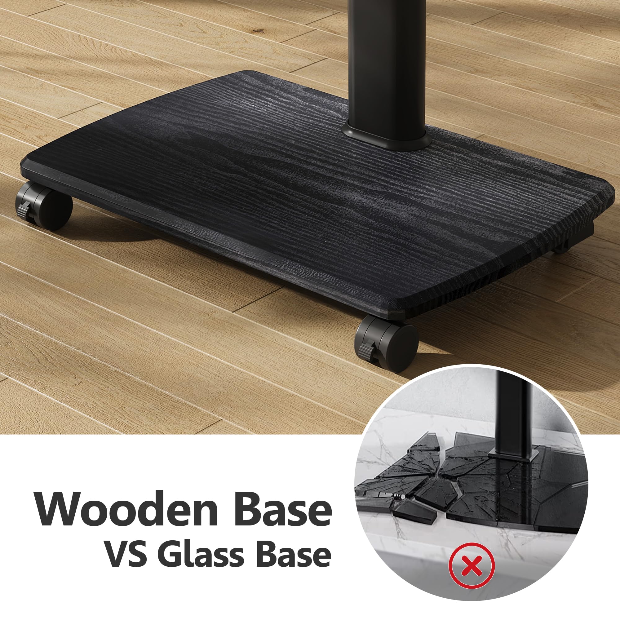 FITUEYES Rolling TV Stand with Power Outlets - Swivel Mobile TV Cart for 32-70 Inch Flat/Curved Screens (LCD/LED/OLED) - Height Adjustable with Wood Base - Supports up to 99Lbs - Black - Perfect for Living Rooms, Bedrooms & Home Theaters