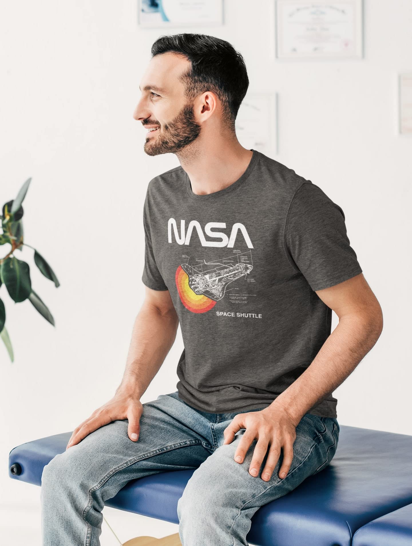 NASA Space Shuttle Graphic Tee for Men & Women - Astronaut Crew Neck T-Shirt with Detailed Spacecraft Diagram - Perfect for Astronomy Lovers, Science Gifts & Casual Wear