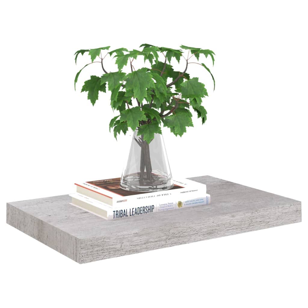 Floating Shelf Wall Mount - 2 Pack Concrete Gray MDF Shelves 19.7