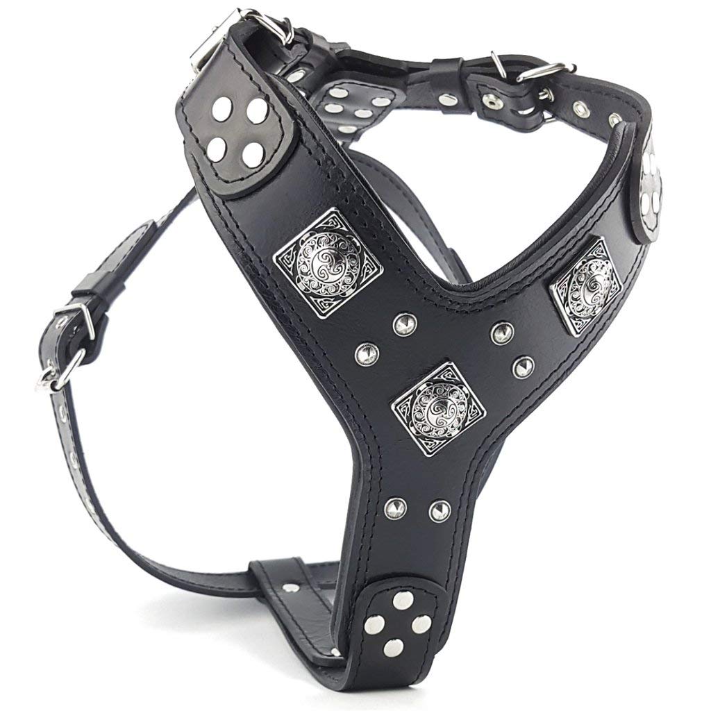 Bestia EROS Black Large Dog Chest Plate Leather Harness - Padded & Handmade in Europe - Durable & Comfortable for Walking, Training & Outdoor Adventures