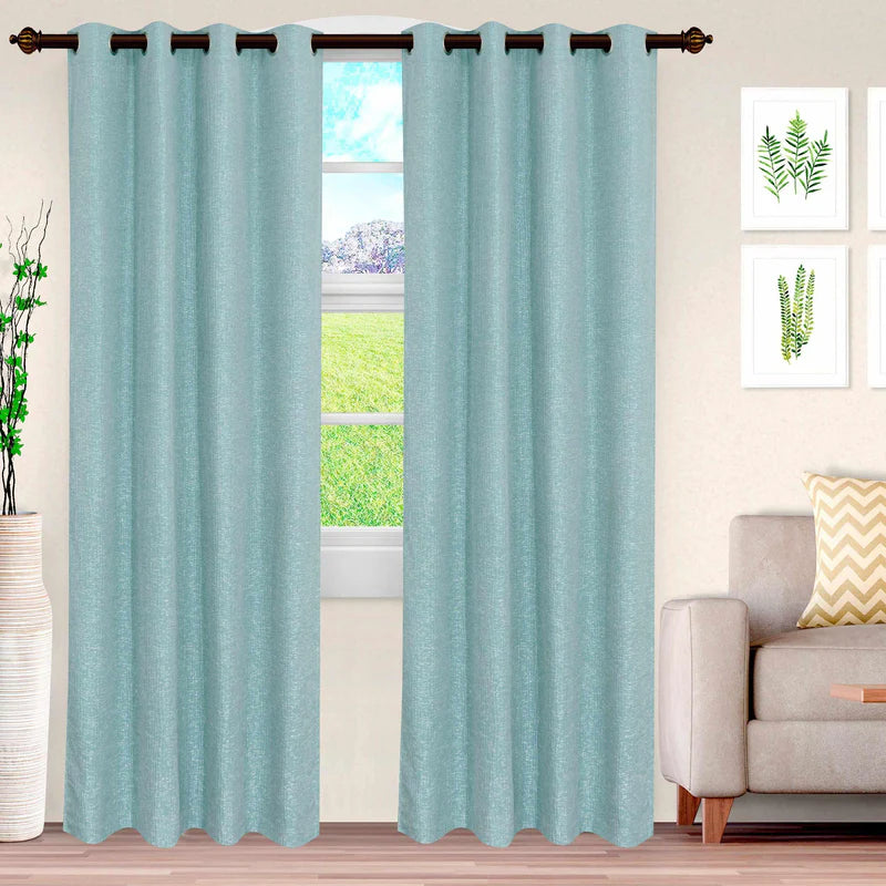 Elegant Metallic Cascade Jacquard Solid Textured Curtain Set for Living Room & Bedroom - Premium Window Treatment for Home Decor