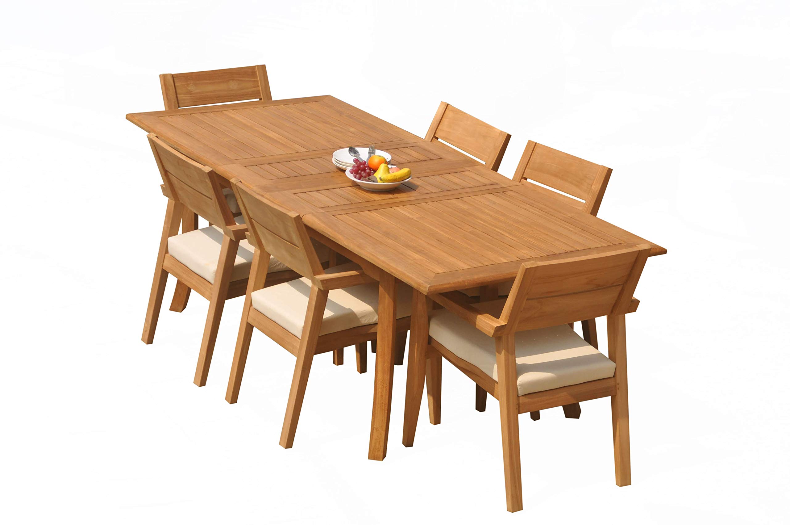 Premium 7-Piece Outdoor Patio Teak Dining Set with 94