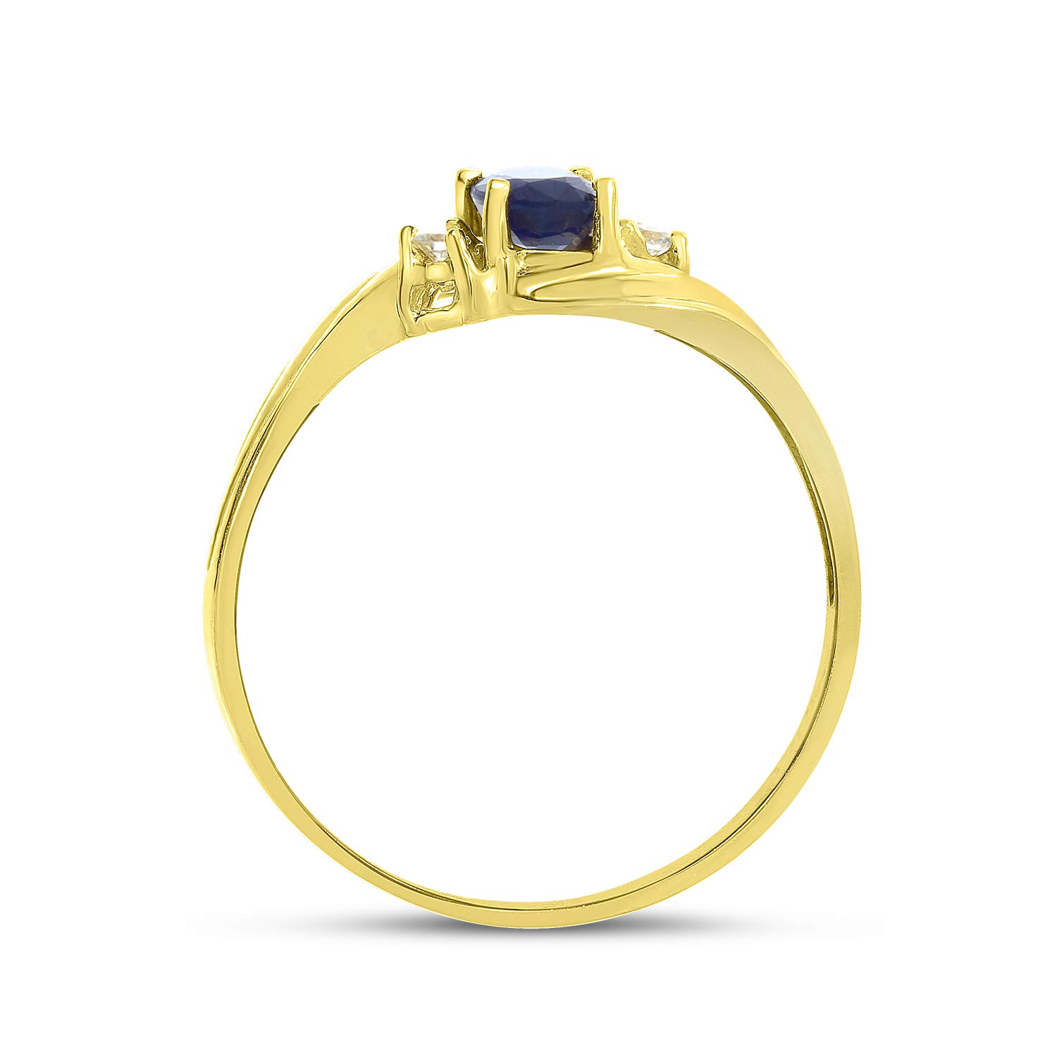 14K Yellow Gold Sapphire and Diamond Ring for Women - Elegant Engagement, Wedding, or Anniversary Jewelry Gift