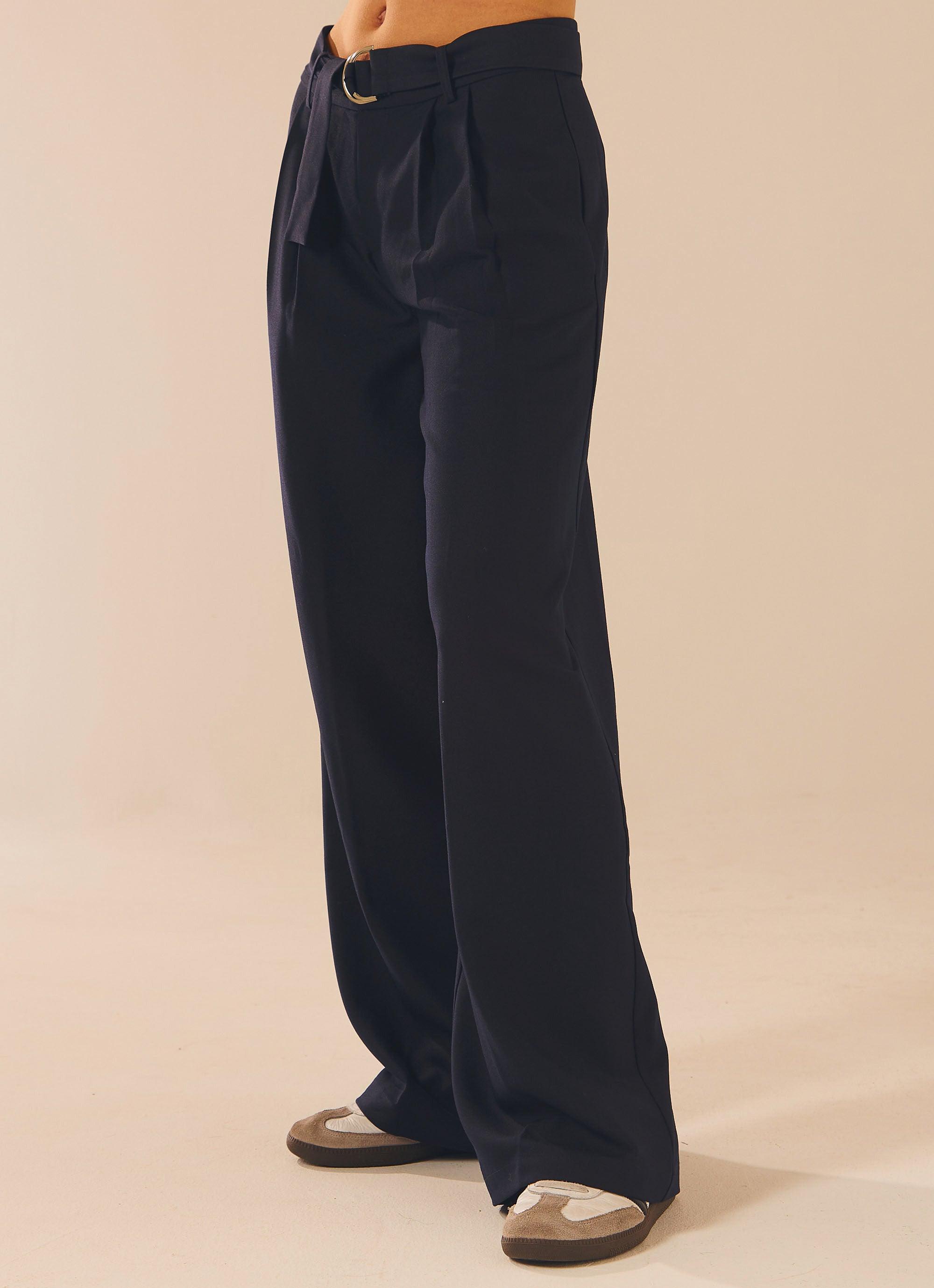 Premium Men's Slim Fit Dress Pants - Navy Blue Business Casual Office Pants for Work & Formal Occasions
