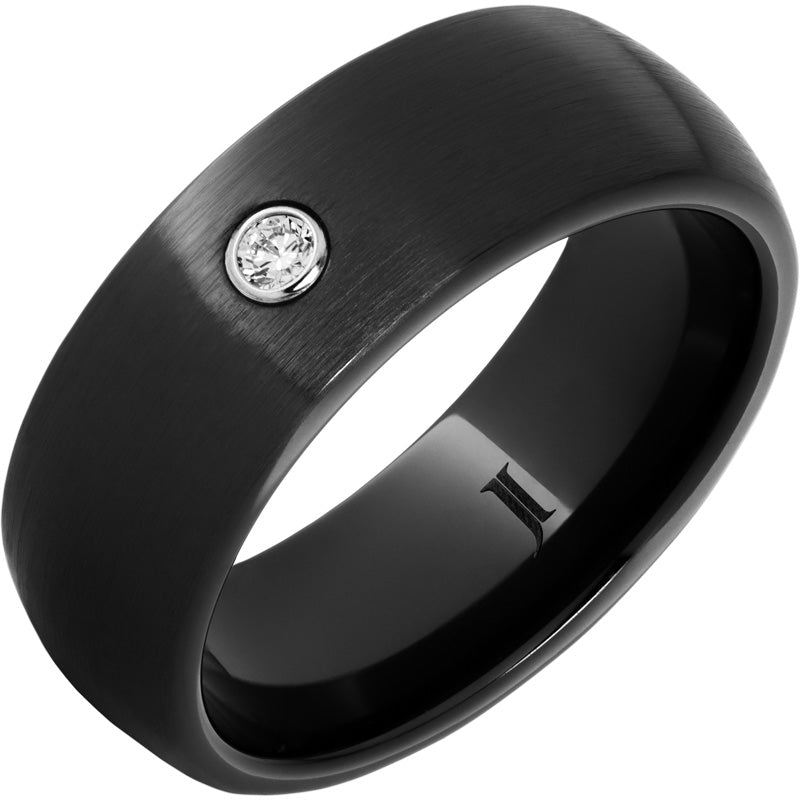 Black Diamond Ceramic Ring with Genuine Diamonds - Elegant Dome Design for Engagement, Wedding & Anniversary Gifts