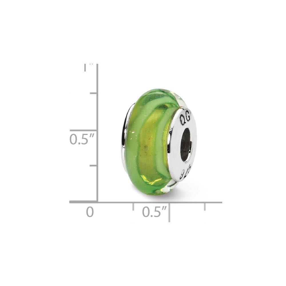 Black Bow Green Hand-Blown Glass Silver Bead Charm - Jewelry Making DIY