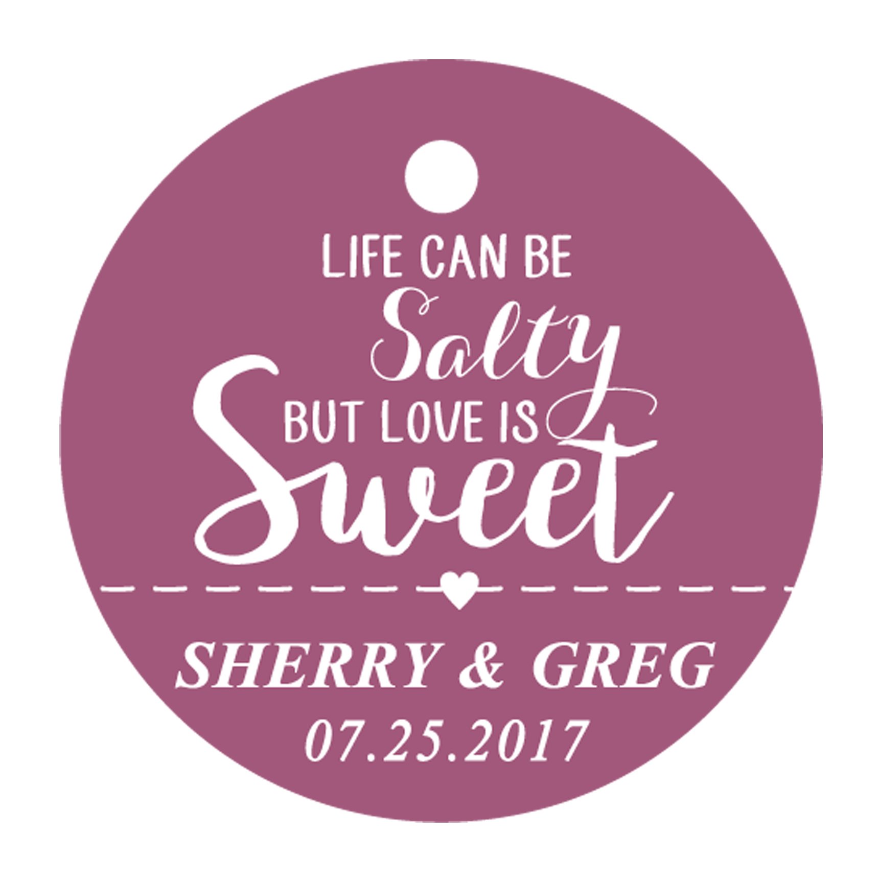 100 PCS Customized 'Life Can Be Salty But Love is Sweet' Hang Tags - Personalized Wedding Favor Gift Tags for Bridal Shower, Anniversary & Romantic Events
