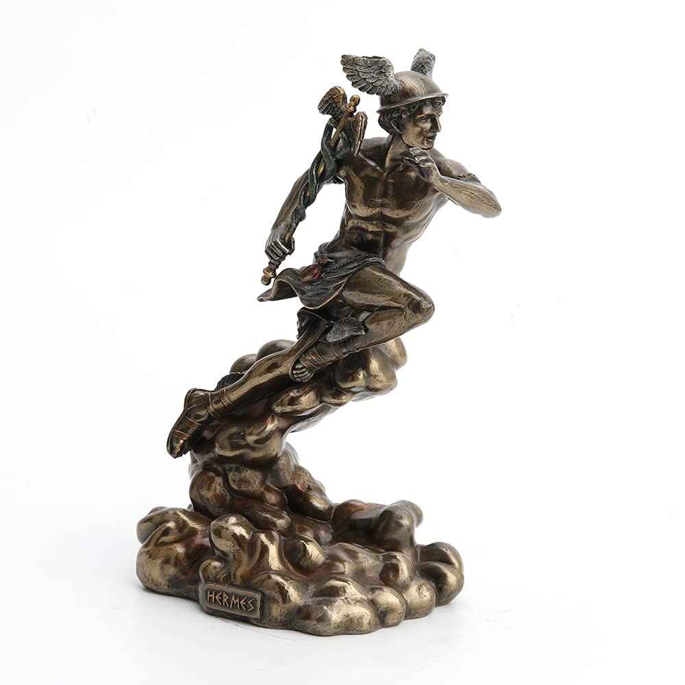 Veronese Design Hermes Greek God Statue - Bronze Finish Travel, Luck & Commerce Deity Sculpture for Home Decor, Office & Mythology Enthusiasts
