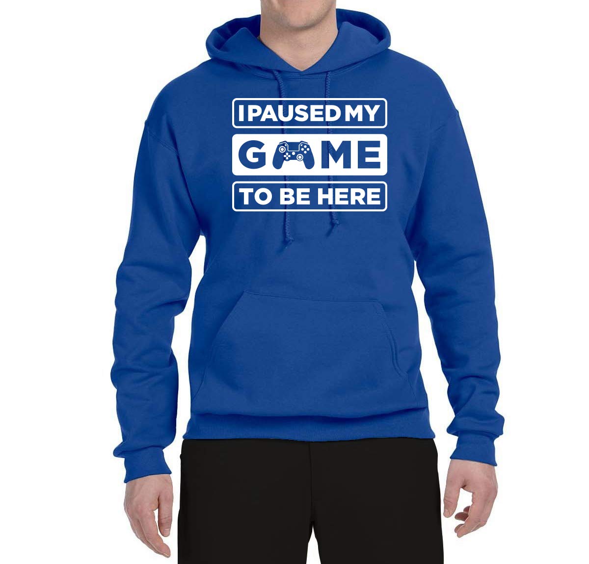 Wild Bobby 'I Paused My Game to Be Here' Gaming Sports Unisex Graphic Hoodie Sweatshirt | Comfortable Pullover for Gamers, Esports Fans & Casual Wear