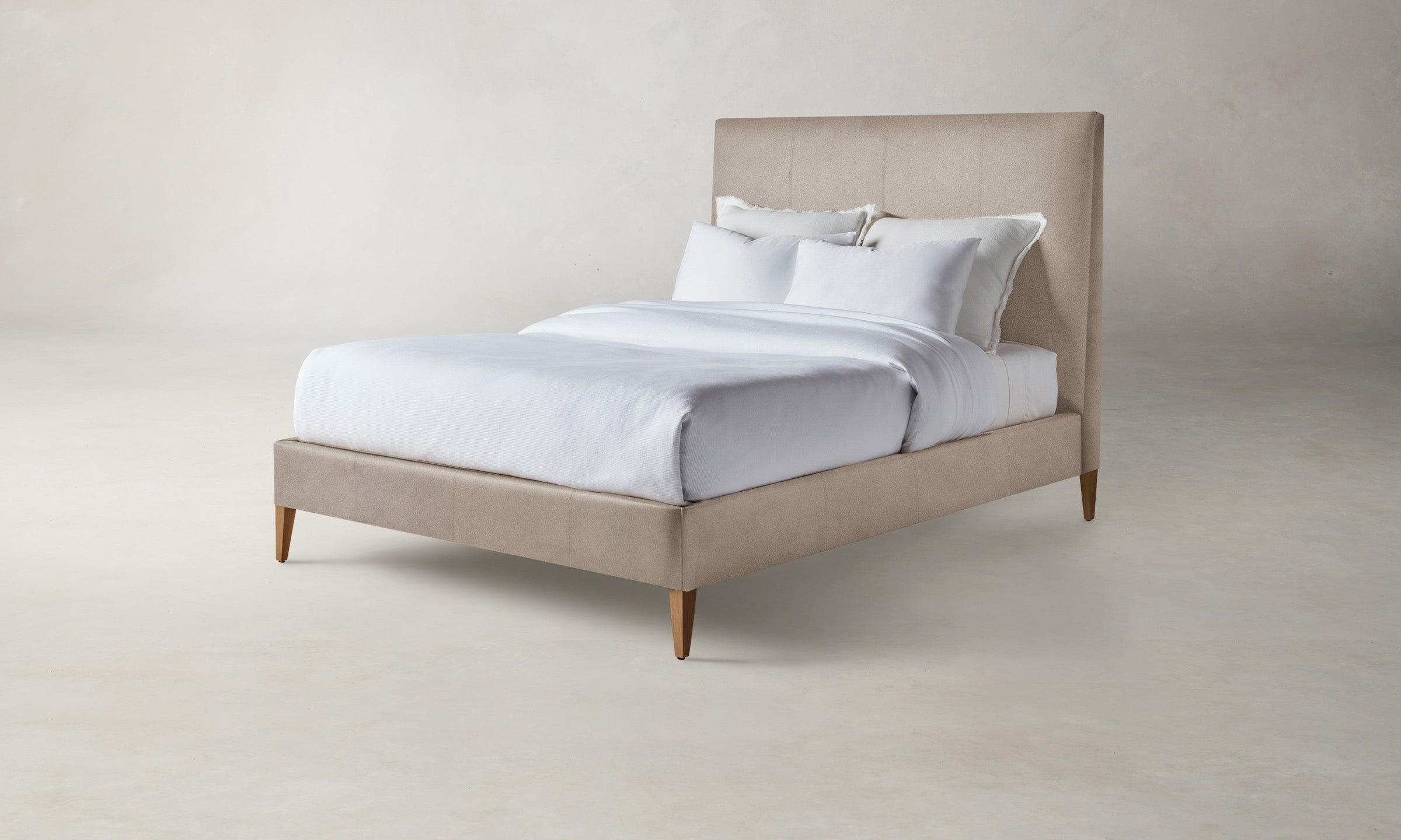 The Essex Bed - Premium Nubuck Leather Headboard in Fawn Color | Luxurious Bedroom Furniture for Modern Homes