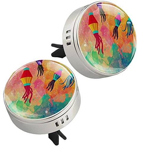 Watercolor Festa Junina Car Diffuser with Vent Clips - Aromatic Car Air Freshener & Perfume for Vehicles | Perfect for Road Trips & Daily Commutes
