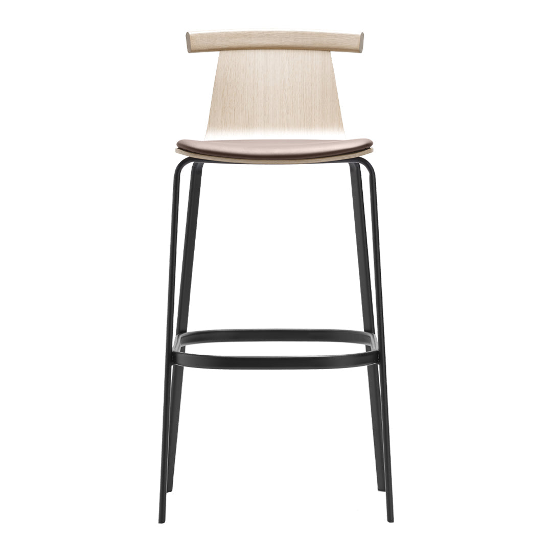 Modern Atal Bar Stool with Upholstered Seat - Adjustable Height Counter Stool for Kitchen Island, Breakfast Nook & Home Bar - Comfortable Dining & Entertaining Furniture