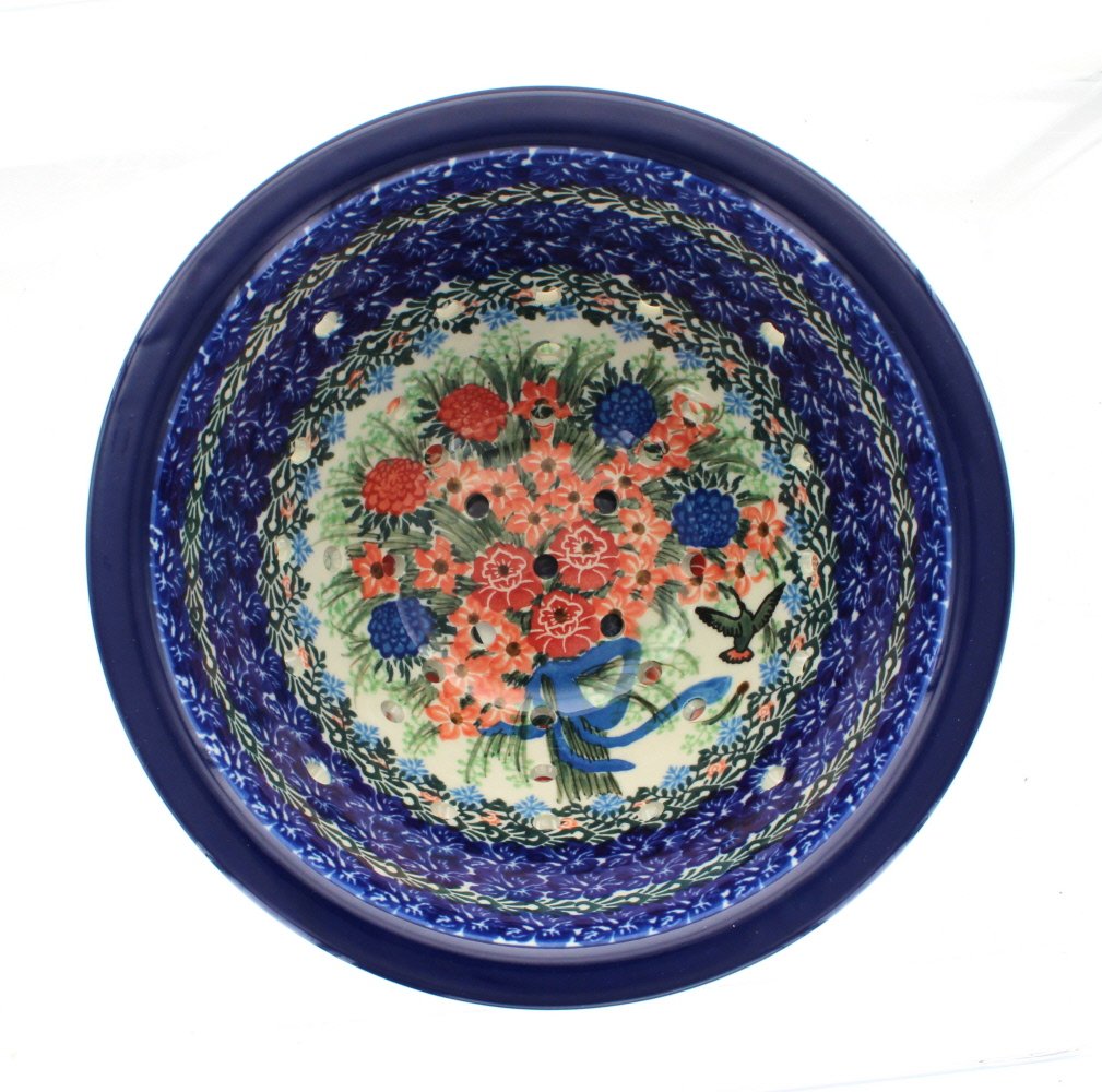 Blue Rose Polish Pottery Blush Bouquet Berry Bowl & Plate Set - Handmade Ceramic Serving Dish for Desserts, Fruits, and Appetizers - Perfect for Tea Parties, Weddings, and Home Decor