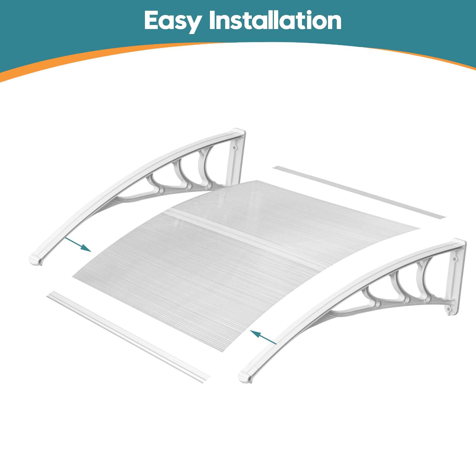 MCombo 39 x 78 Inch Polycarbonate Window Awning - Outdoor Patio Cover, Front Door Canopy, Garden Shade (40