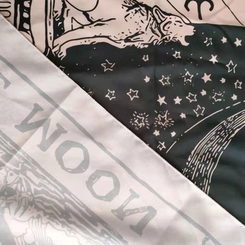 Moon Tarot Monochrome Tapestry - Gothic Wall Hanging Decor for Bedroom, Living Room & Meditation Space