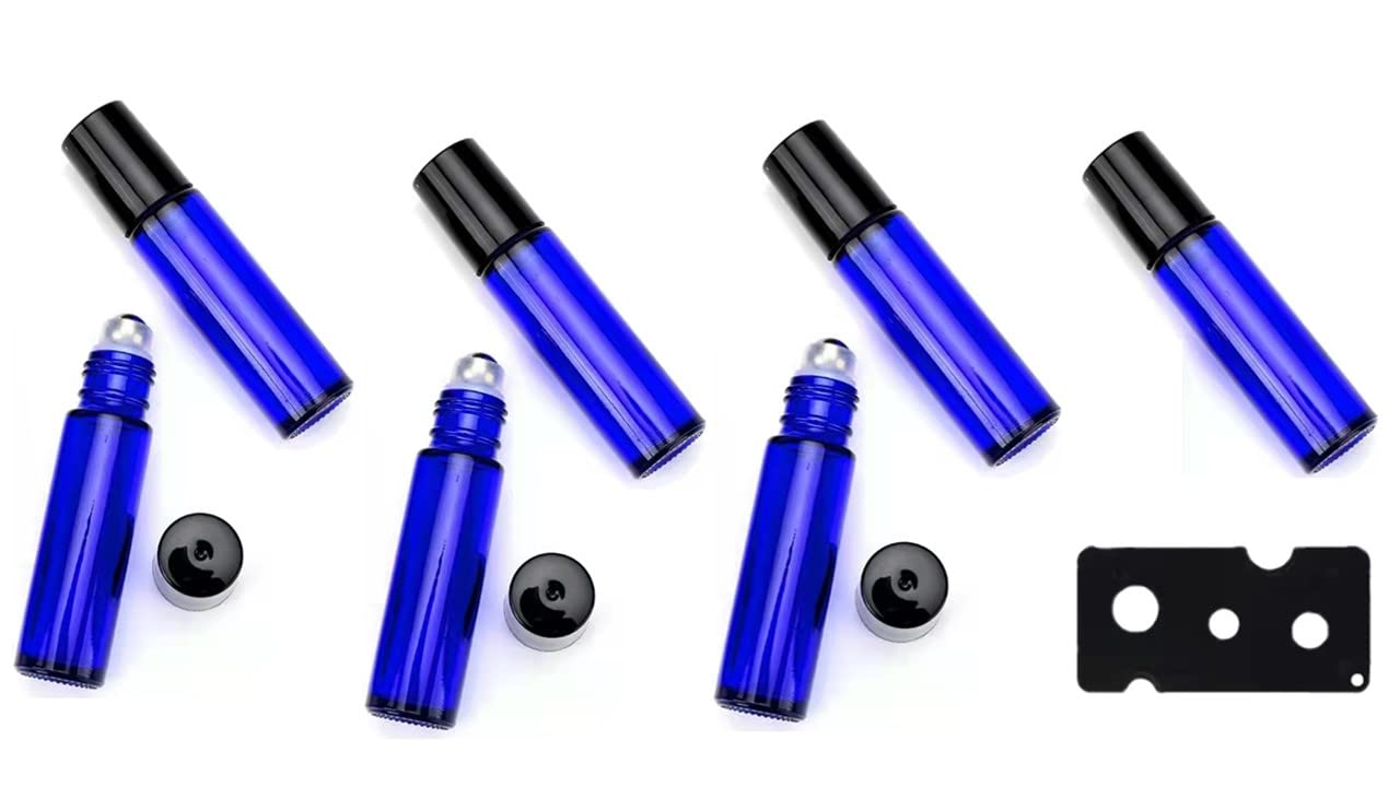 Premium 10ml Glass Essential Oil Roller Bottles with Stainless Steel Roller Balls - 7 Pack (Blue) for DIY Aromatherapy, Perfume & Skincare - Perfect for Travel, Home Use & Gift Giving