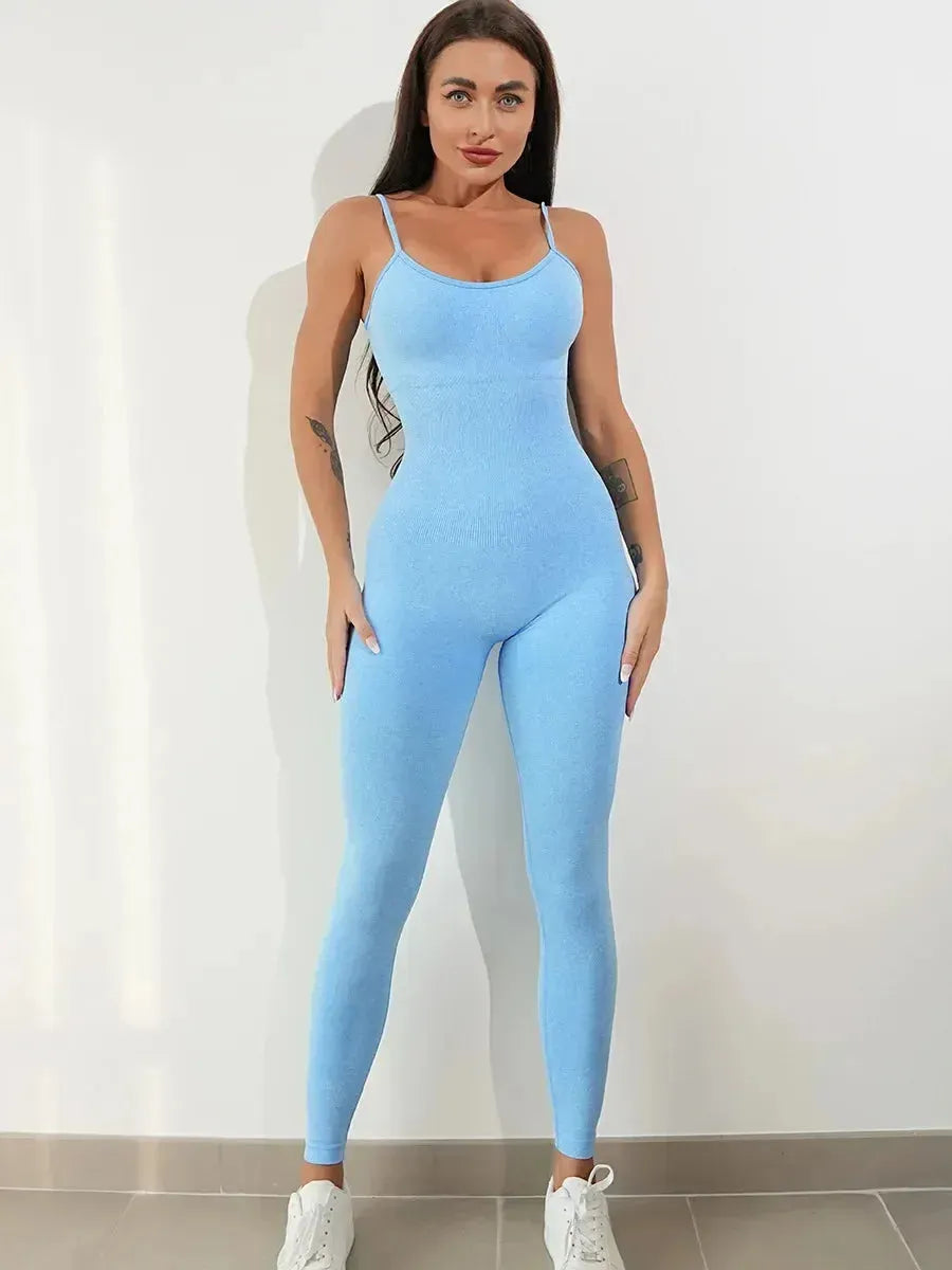 Seamless Yoga Jumpsuit for Women - High Waisted Workout Leggings with Hip Lifting Straps, Gym Bodysuit & Running Tracksuit for Fitness, Yoga & Sports | Perfect for Yoga Studio, Gym Workouts & Running