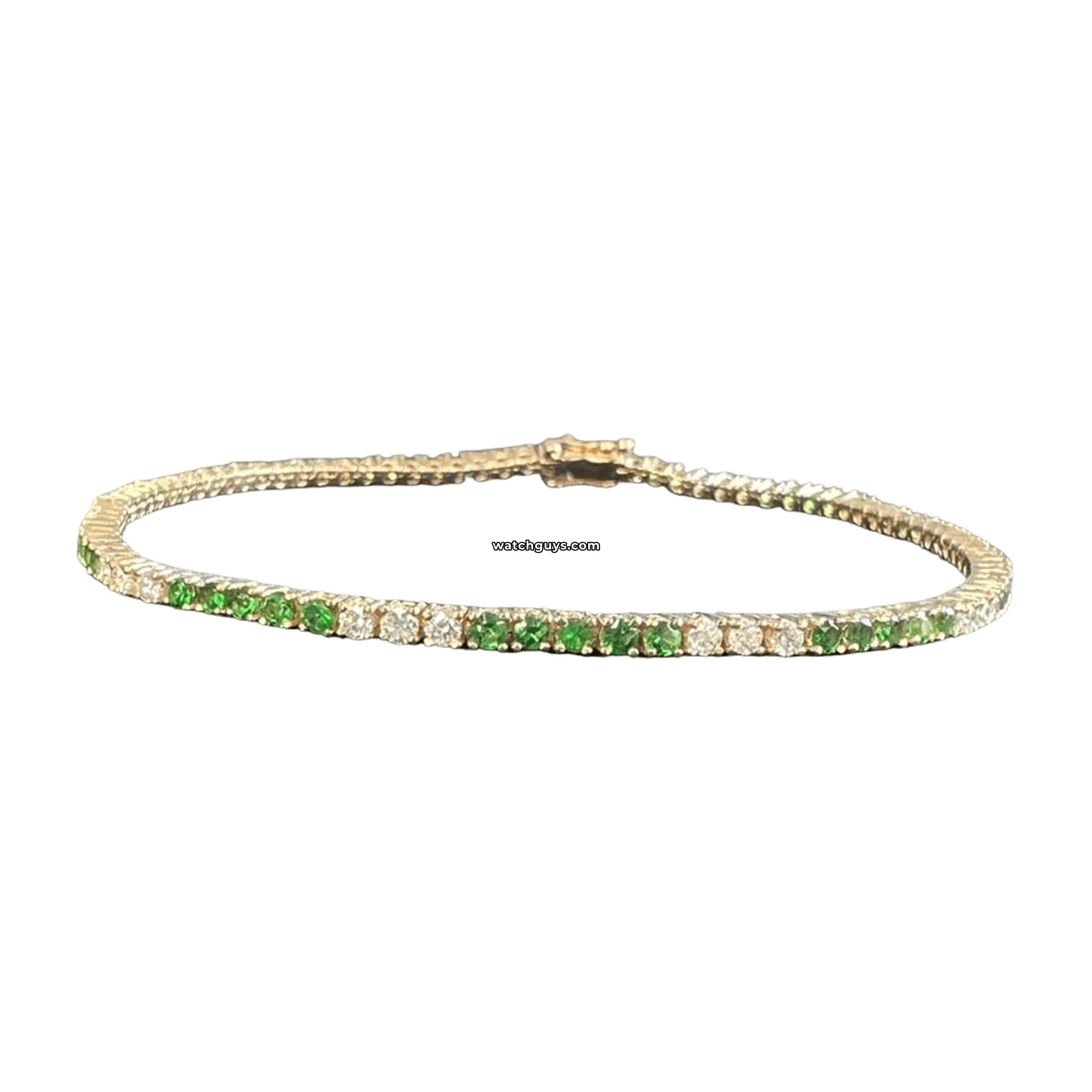 2.10 Carat Emerald and Diamond Tennis Bracelet in 14k Yellow Gold | Elegant Jewelry for Women | Perfect for Weddings, Parties & Special Occasions