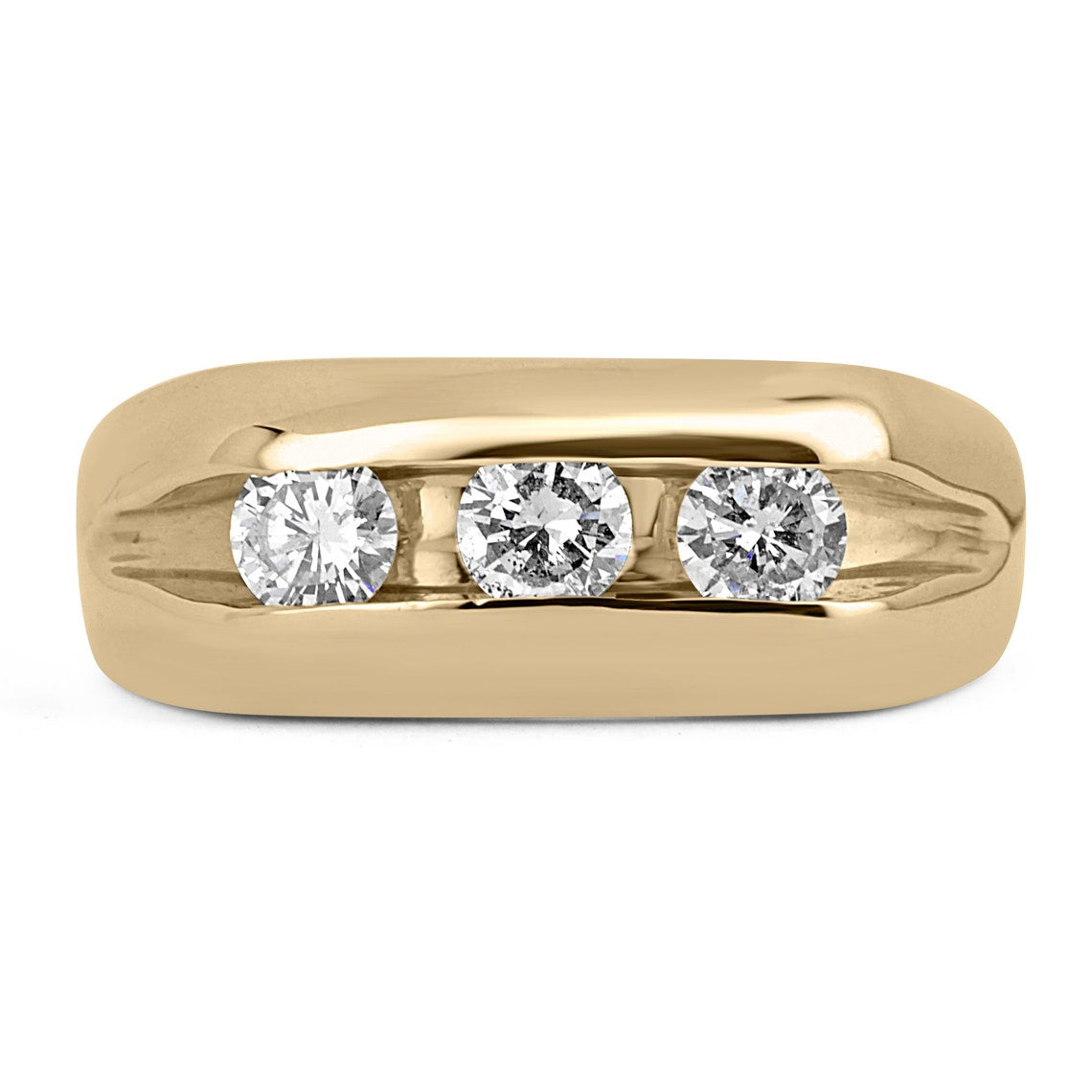1.32tcw Natural Diamond Three Stone Men's 14K Gold Wedding Band Ring - Perfect for Engagement, Anniversary & Special Occasions