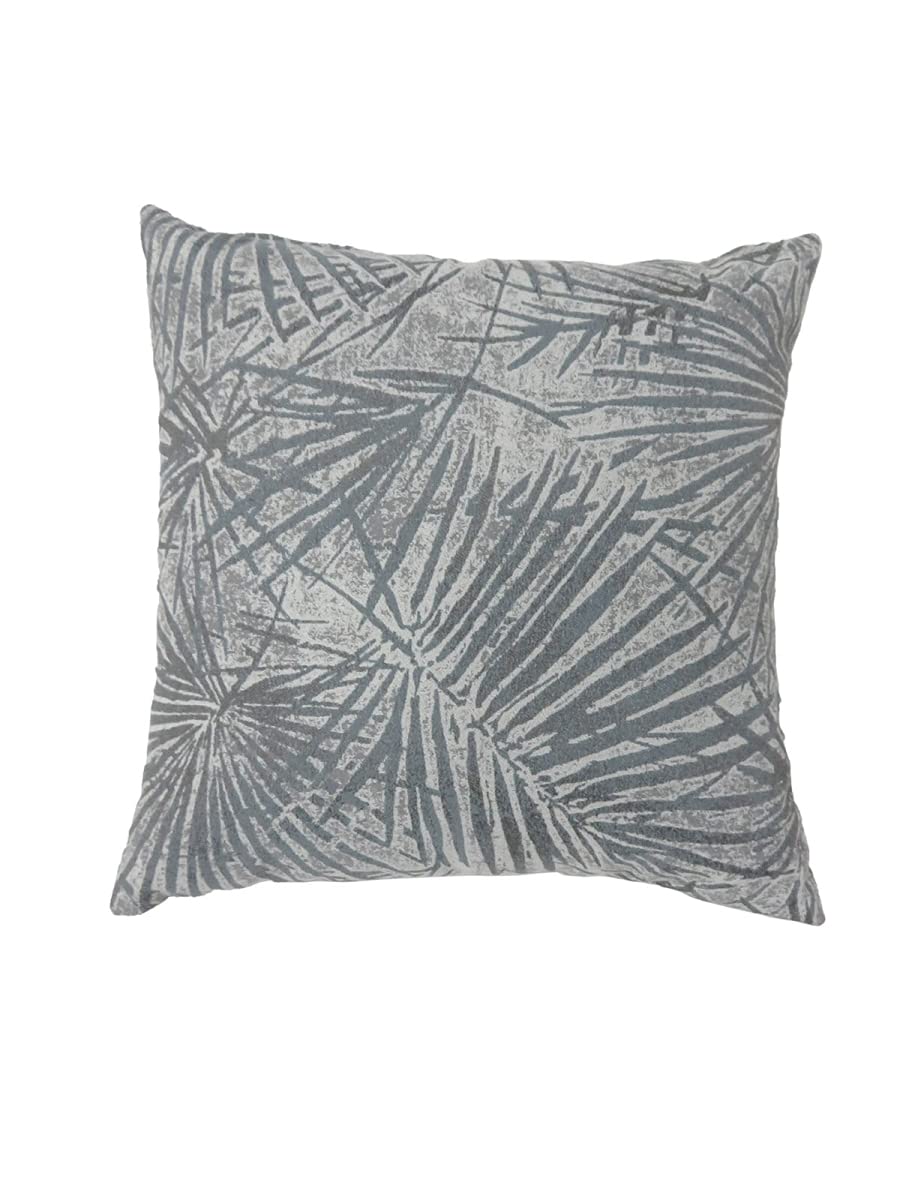 Benzara BM178009 Modern Palm Leaf Design Throw Pillows Set of 2 - 22x22 Inches Gray Decorative Cushions for Living Room Sofa Bedroom Decor
