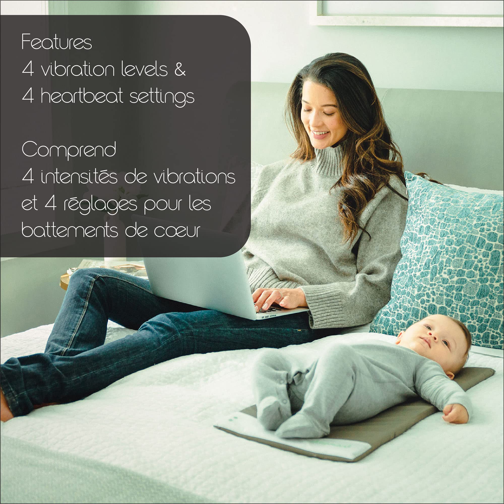 Baby Brezza Smart Soothing Mat - Vibrating Baby Mat with Calming Sounds & Gentle Vibrations for Newborns 0-12 Months, Grey - Perfect for Nursery, Bedtime & Soothing Fussy Babies to Sleep