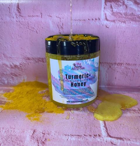 Organic Turmeric & Honey Body Scrub - 8oz Exfoliating Face & Body Polish for Glowing Skin - Natural Skincare for Dry Skin, Acne & Dark Spots - Perfect for Spa Day & Self Care Routine