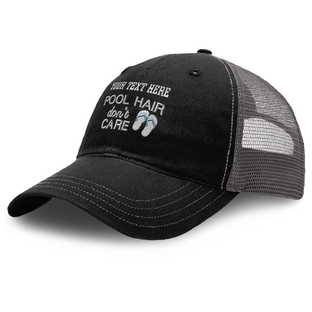 Custom Baseball Cap for Pool - Don't Care Style B Pools Cotton Soft Mesh Cap - Perfect for Swimming, Beach, and Outdoor Activities