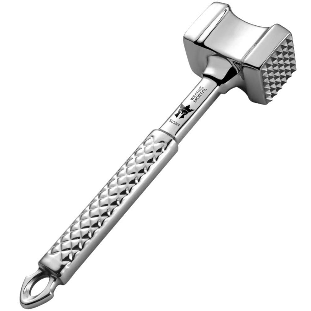 DOITOOL 304 Stainless Steel Meat Tenderizer Hammer - Heavy Duty Kitchen Mallet for Beef, Steak & Chicken - Perfect for Grilling, BBQ & Home Cooking