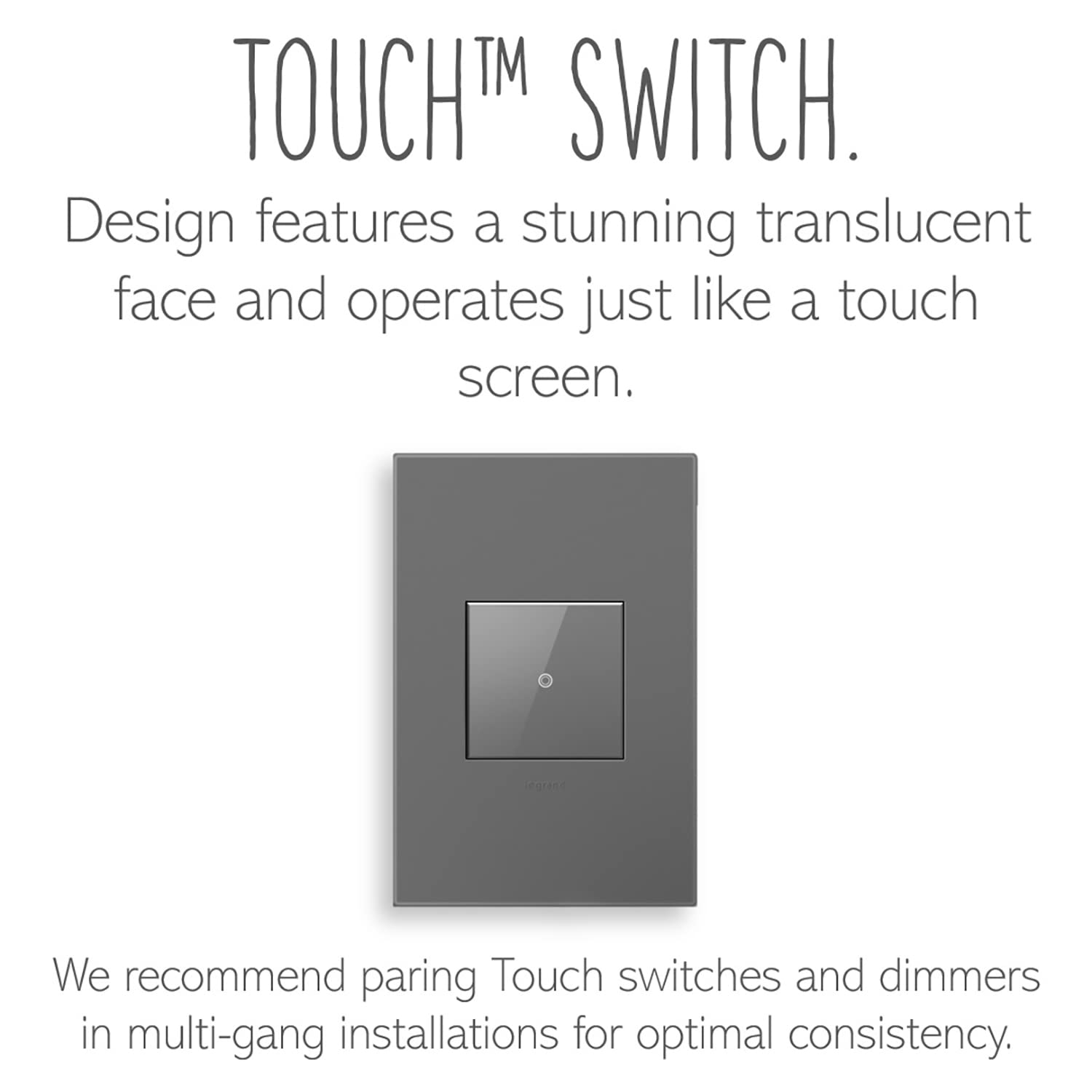 15A Magnesium Single Pole 3-Way Touch Light Switch 2 Pack - Durable & Modern Electrical Switch for Home, Office & Commercial Use | ASTH1532M2-2PK