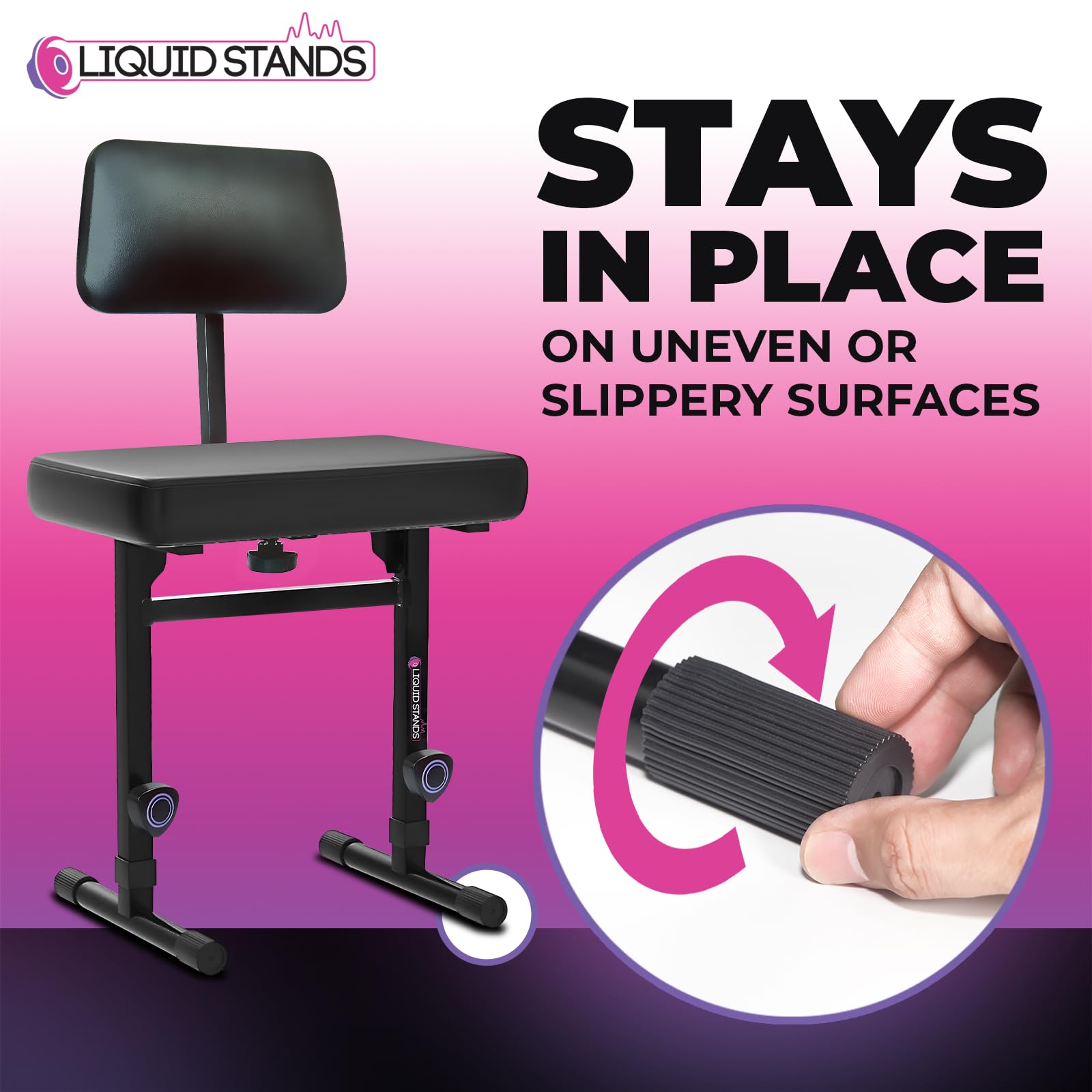 Adjustable Piano Bench with Backrest & Black Padded Cushion - Ergonomic Keyboard Stool for Musicians, Digital Piano & Keyboard Stand - Perfect for Home Studios, Music Lessons & Live Performances