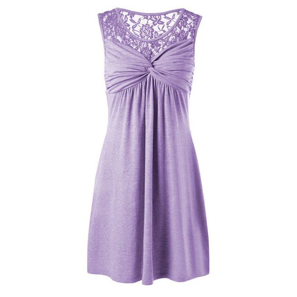 Women's Plus Size Sleeveless Lace Floral Patchwork Bow Party Dress Top - Summer Casual Vest for Beach, Wedding & Special Occasions