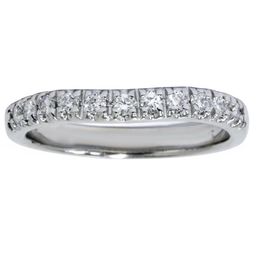 14K White Gold 1/4 Carat Diamond Curved Wedding Ring for Women - Elegant Bridal Jewelry, Engagement Gift & Anniversary Present
