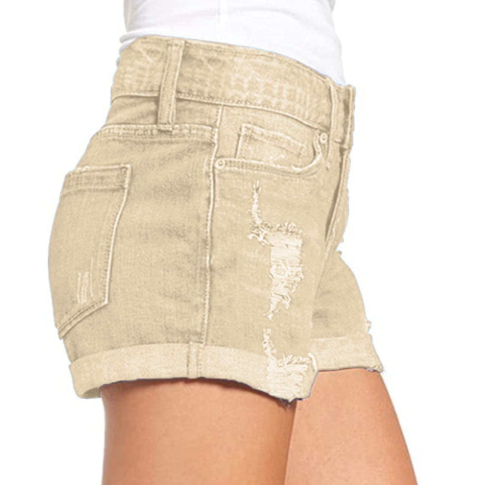 Women's High Rise Stretch Denim Shorts - Sexy Slim Fit Jean Shorts with Distressed Holes for Summer | Perfect for Beach, Casual Outings & Nightlife
