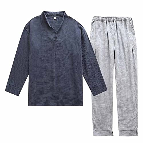 Premium Men's Cotton Pajama Set - Soft Long Sleeve Sleepwear & Lounge Pants for Winter Comfort (A Color, XL) - Cozy Homewear for Relaxing & Sleeping