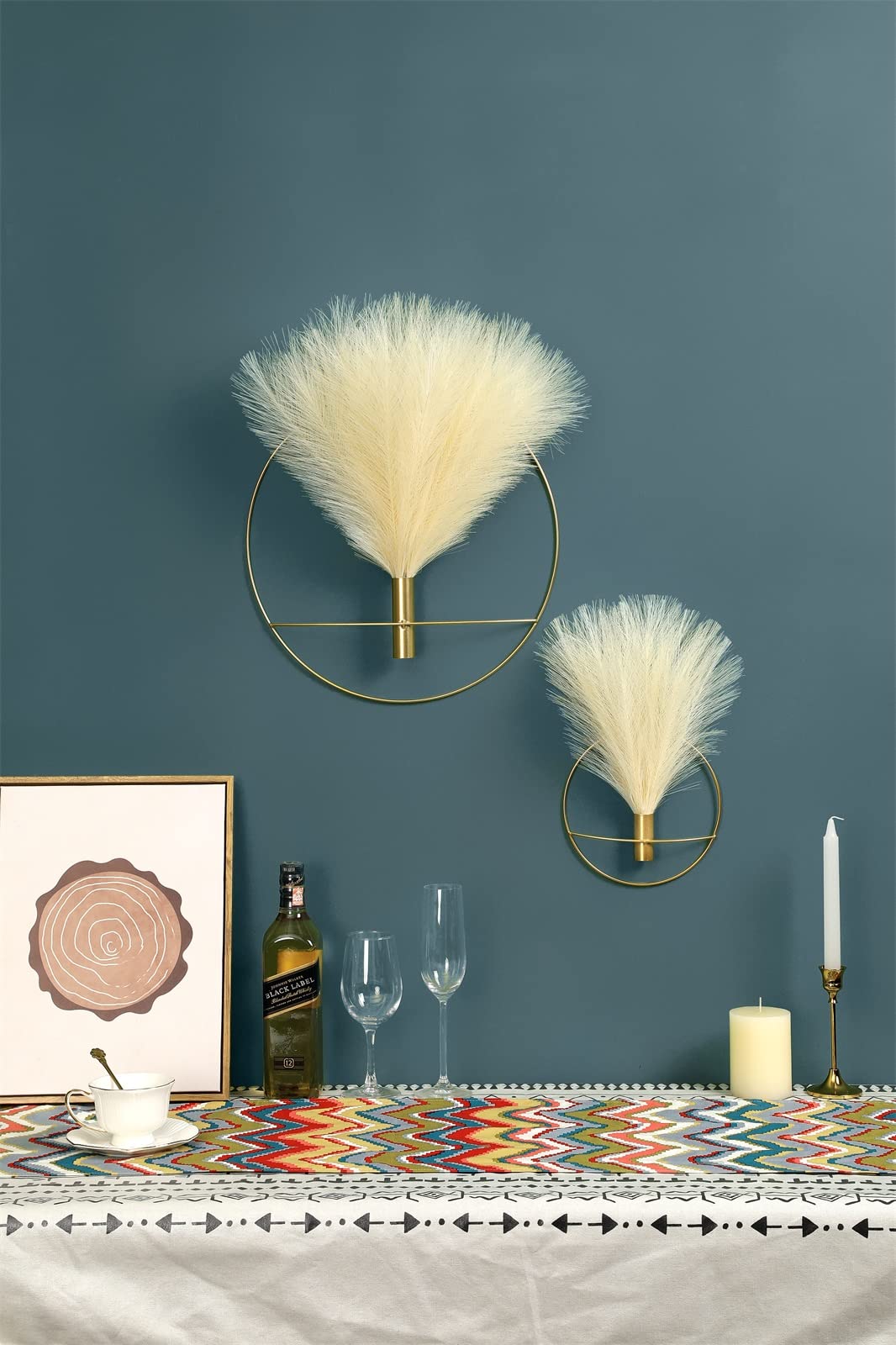 Boho Wall Decor 2 Pack Gold - Metal Wall Art for Living Room & Bedroom