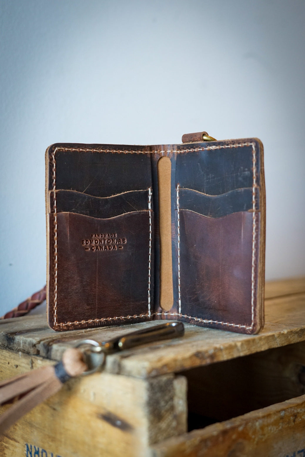 Mini Trucker Wallet with Braided Lanyard - Hardtimes Brown | Slim RFID Blocking Bifold Wallet for Men | Perfect for Travel, Work & Everyday Carry