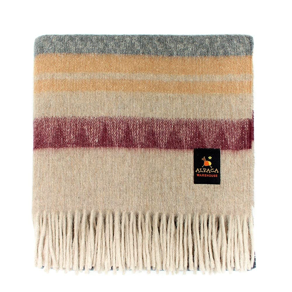 Premium Alpaca Wool Blanket - Soft & Warm Cherokee Design Throw for Bed, Couch, Sofa - 72