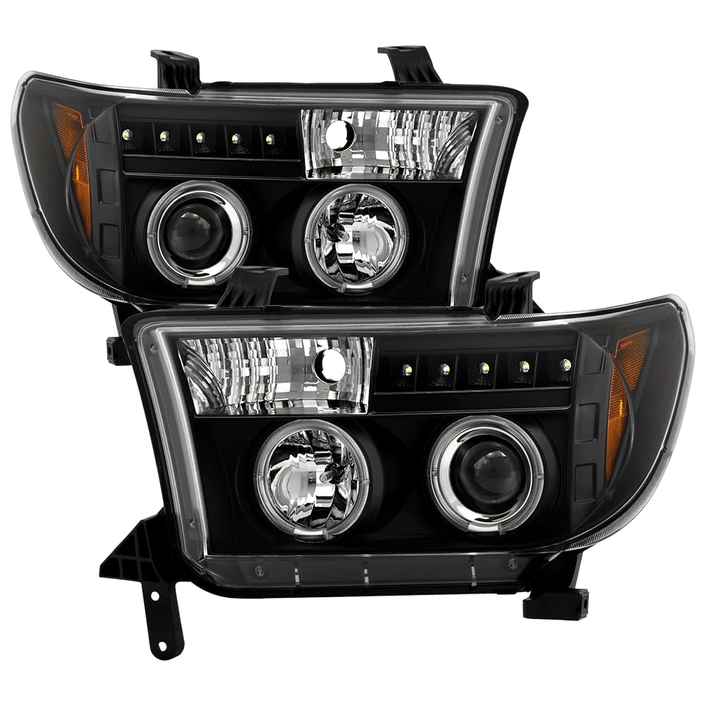 High-Performance LED Halo Headlights for 2007-2013 Toyota Tundra - Black/Clear Lens - Upgrade Your Night Driving & Off-Road Adventure