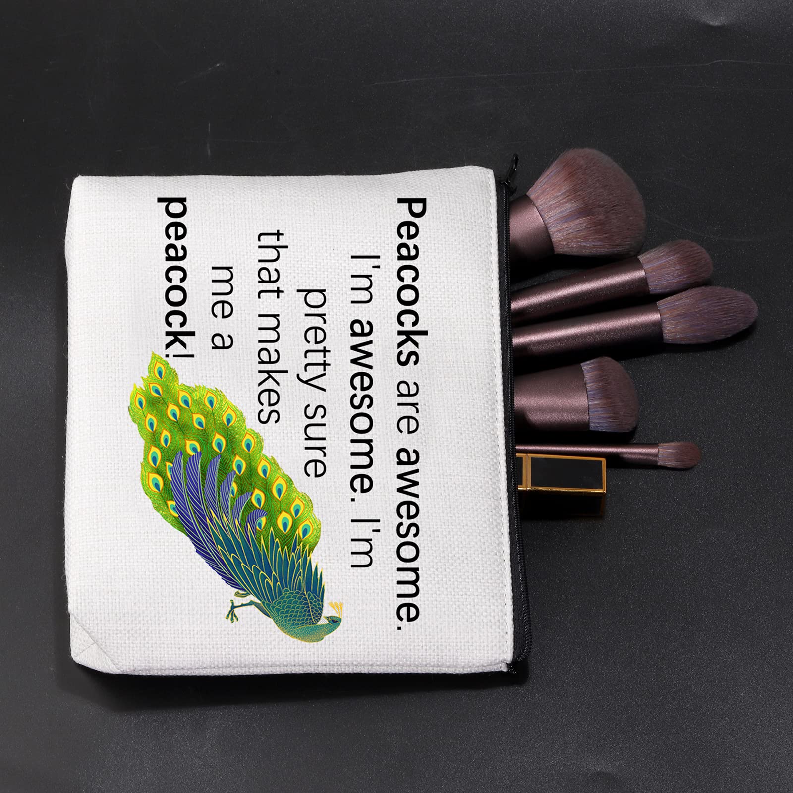 JINUP Peacock Print Cosmetic Bag - Waterproof Makeup Brush Pouch with Zipper for Travel & Storage | Perfect Gift for Peacock Lovers | Use for Cosmetics, Toiletries & Accessories Organization