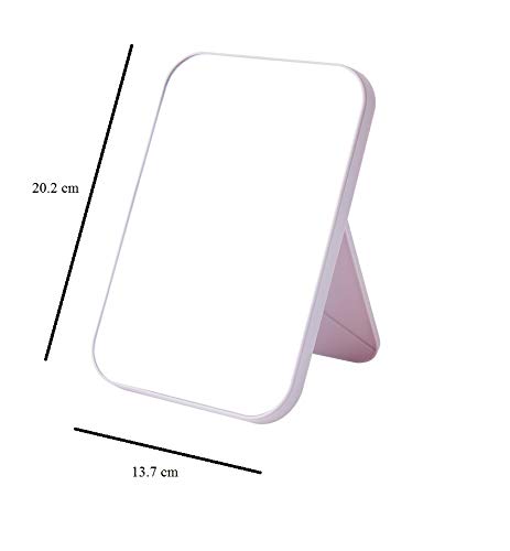 Pepplo Foldable Desktop Makeup Mirror - Portable Square Vanity Mirror with Frame for Women, Pink (1pc) | Perfect for Dressing Table, Bedroom & Travel Makeup Application