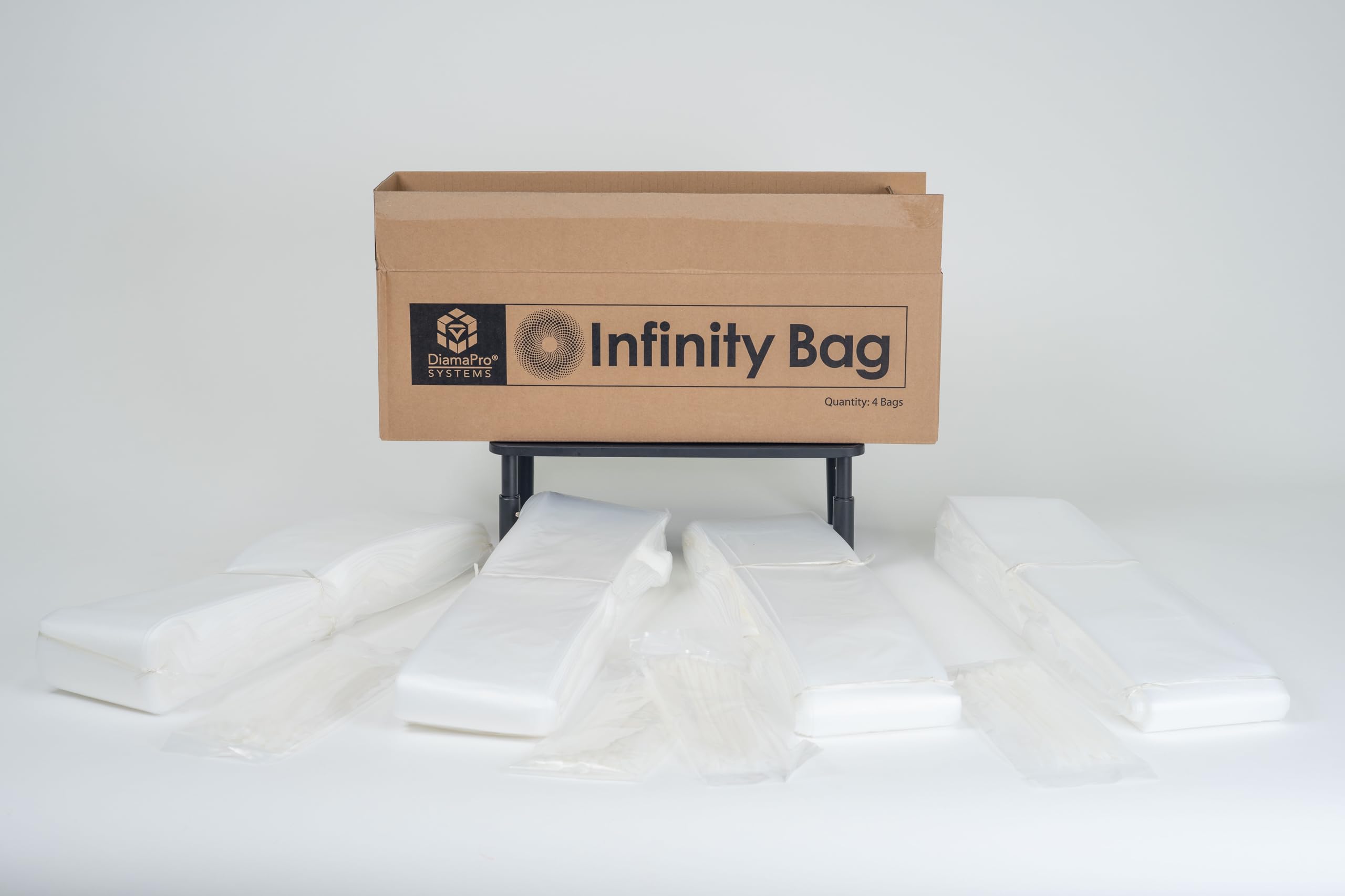 DiamaPro Continuous Infinity Bags - 4 Pack Reusable Storage Bags for Food, Travel & Organization | Eco-Friendly & Leak-Proof