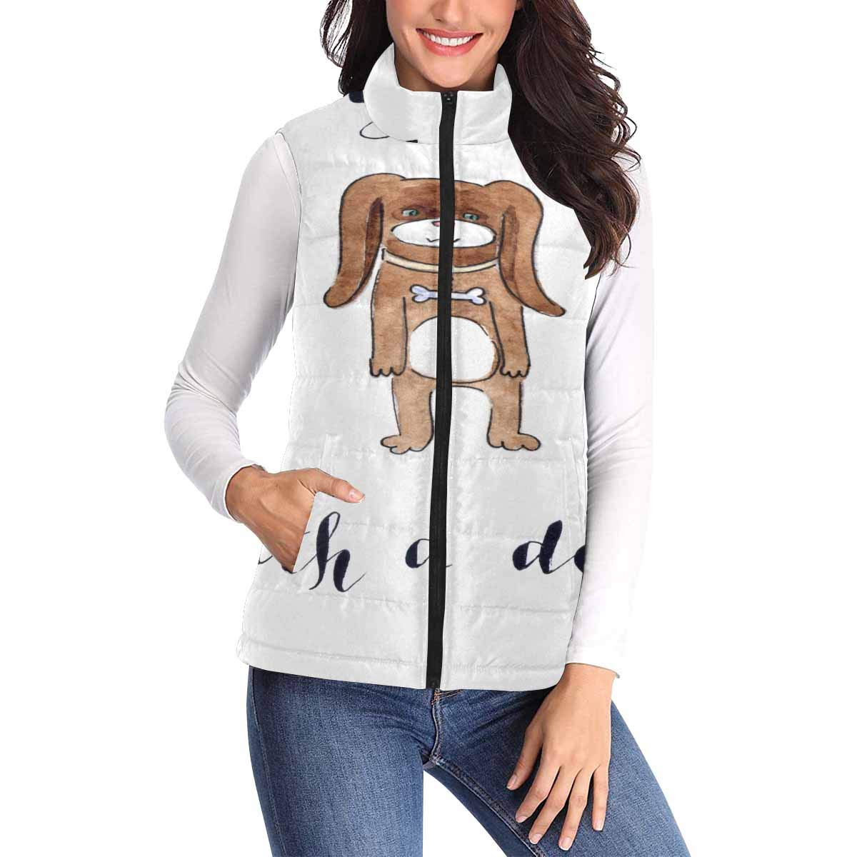 InterestPrint Women's Sleeveless Padded Vest - Warm Fleece Lining for Fall Winter Spring | Dog Lover Gift | Perfect for Outdoor Activities, Casual Wear & Pet Owners